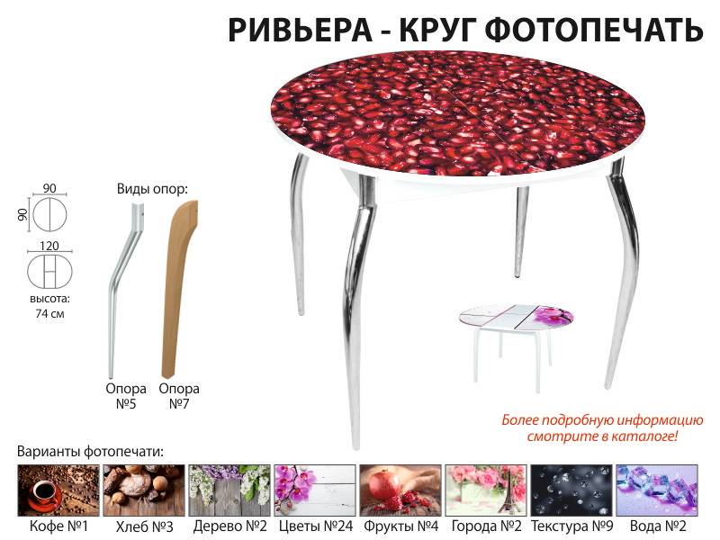 стол обеденный ривьера круг фотопечать в Севастополе