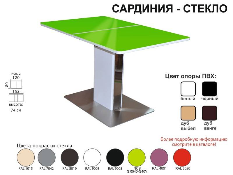 стол обеденный сардиния стекло в Севастополе