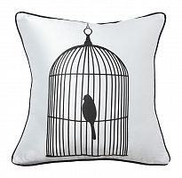 подушка с птичкой в клетке birdie in a cage white в Севастополе