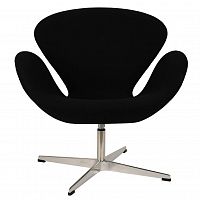 кресло arne jacobsen style swan chair черная шерсть в Севастополе