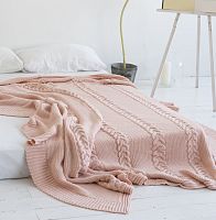 комплект плед с косами (180*220) и 2 наволочки (50*50) св. персик в Севастополе