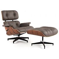 кресло eames style lounge chair кожа коричневое в Севастополе