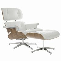 кресло eames style lounge chair & ottoman белое в Севастополе