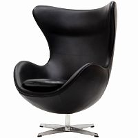 кресло с подлокотниками arne jacobsen style egg chair черное в Севастополе