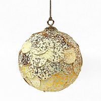 шар новогодний золотой с мраморными чешуйками paper ball, 10 см в Севастополе