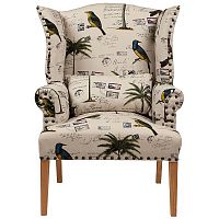 кресло мягкое с ушами quinn tufted armchair бежевое с рисунком в Севастополе